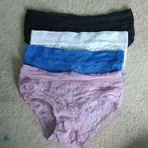 blue, purple, white, black cheeky cut underwear